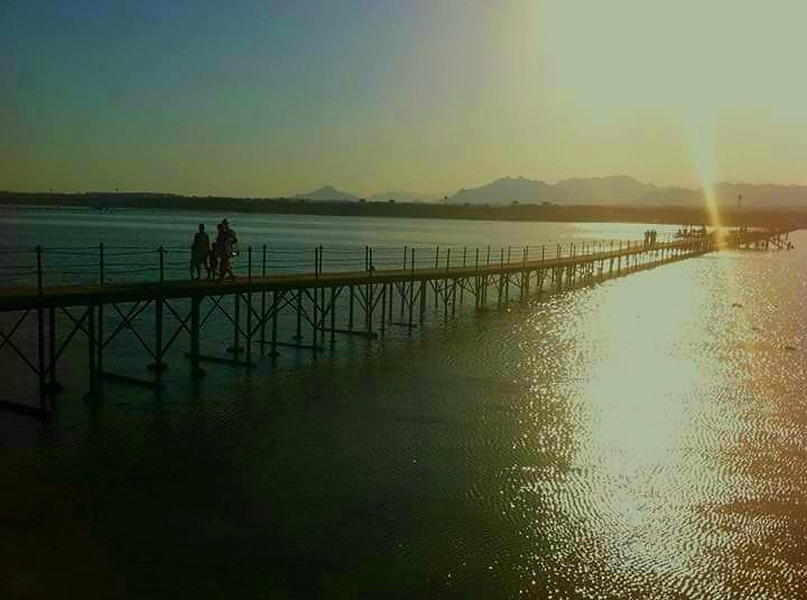 Golden hour pier crossing wall art print